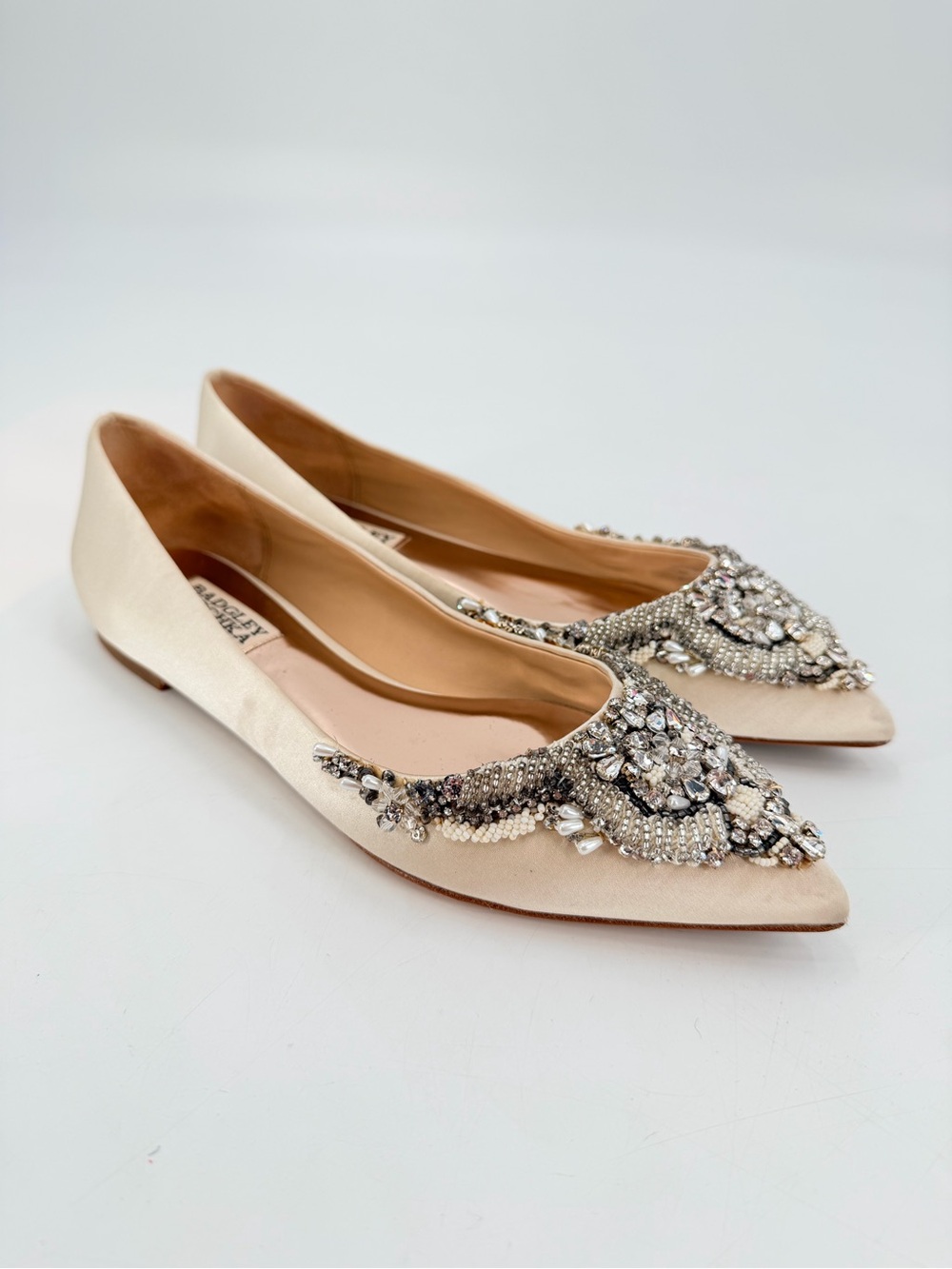 Badgley Mishka Sasha Embellished Bride Wedding Pointed Flats Shoes 7